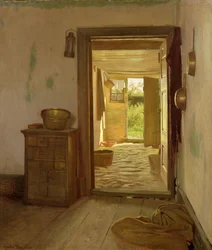Farmhouse Interior with an Open Door
